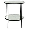 Accent Tables Noir Furniture Anna Side Table, Black Metal With Antique Glass