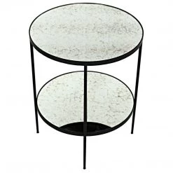 Accent Tables Noir Furniture Anna Side Table, Black Metal With Antique Glass
