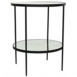 Accent Tables Noir Furniture Anna Side Table, Black Metal With Antique Glass