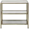 Accent Tables Noir Furniture 3 Tier Side Table, Antique Brass, Metal And Antique Mirror