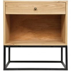 Accent Tables Noir Furniture Garland Side Table, Elm With Black Metal