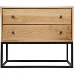 Accent Tables Noir Furniture Downtown Side Table, Elm And Black Metal