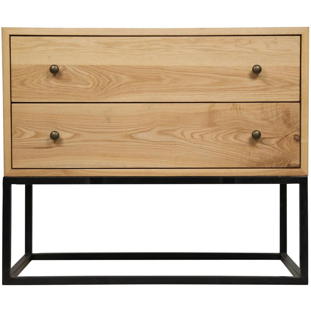 Accent Tables Noir Furniture Downtown Side Table, Elm And Black Metal