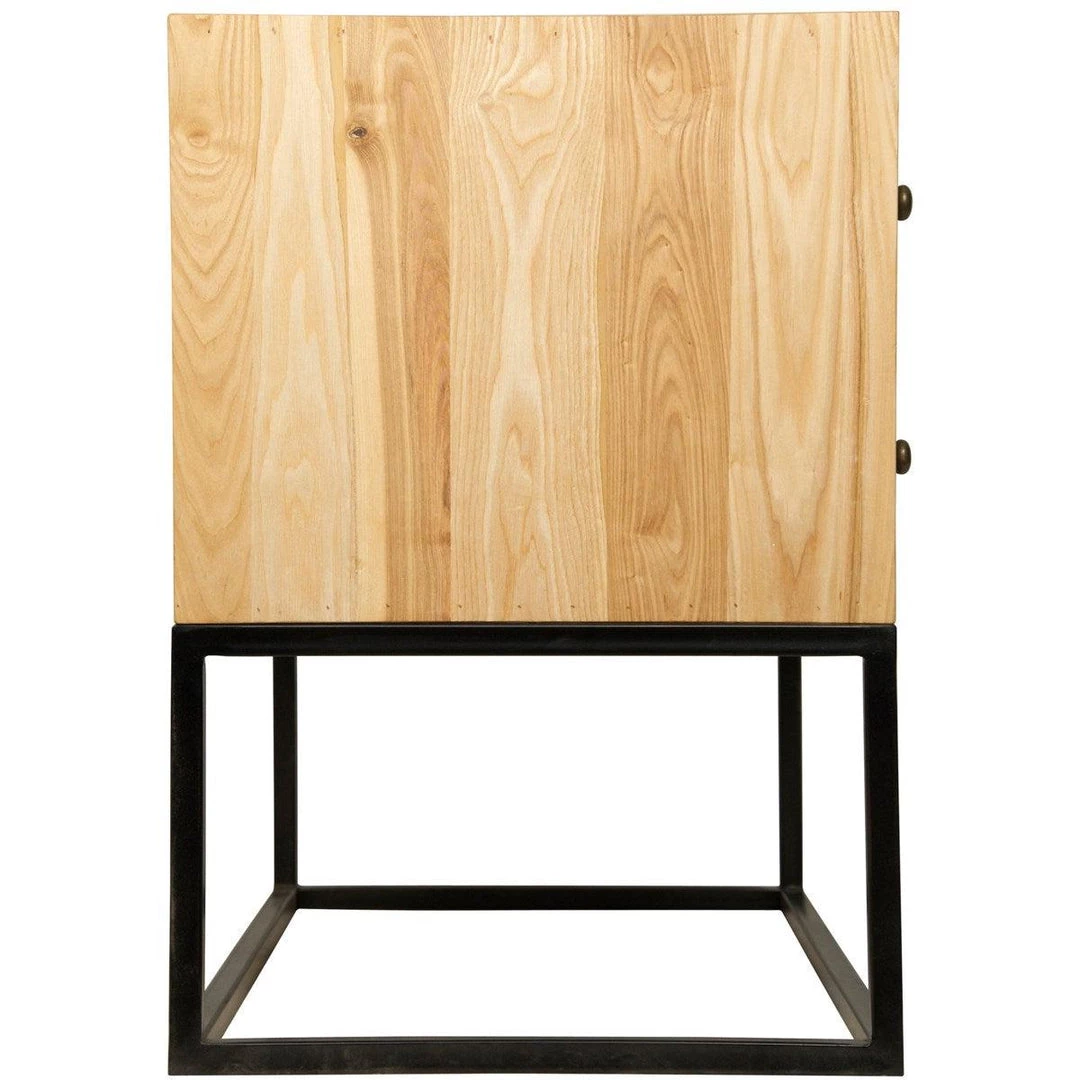 Accent Tables Noir Furniture Downtown Side Table, Elm And Black Metal