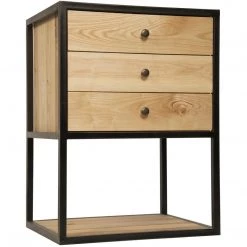 Noir Furniture Pearce Side Table, Elm And Black Metal Accent Tables