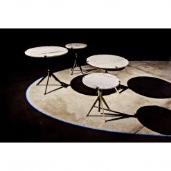 Noir Furniture Edith Adjustable Side Table, Large, Antique Brass, Metal And Quartz Accent Tables