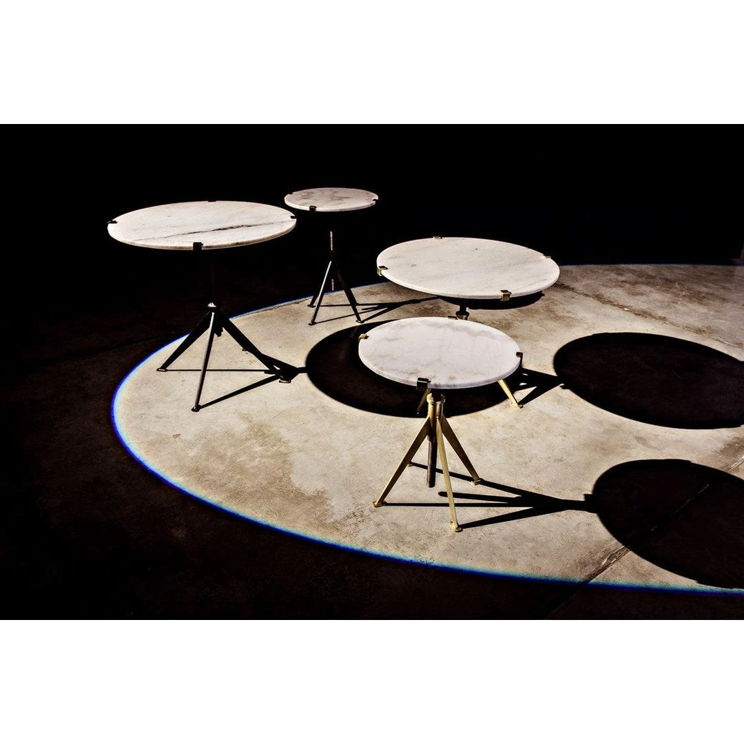 Noir Furniture Edith Adjustable Side Table, Large, Antique Brass, Metal And Quartz Accent Tables