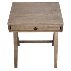 Noir Furniture Noir Peter Side Table, Washed Walnut Accent Tables