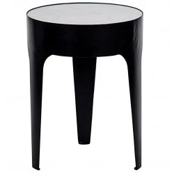 Accent Tables Noir Furniture Cylinder Side Table, Black Metal, Small