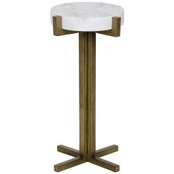 Accent Tables Noir Furniture Sardo Side Table, Antique Brass, Metal And Quartz