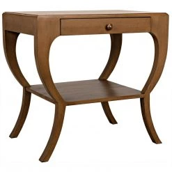 Noir Furniture Maude Side Table, Saddle Brown