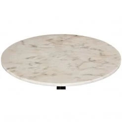 Noir Furniture Cobus Side Table, Black Metal With White Stone