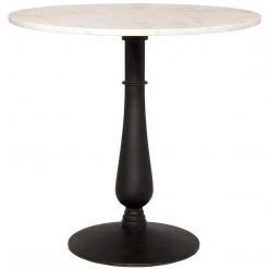 Noir Furniture Cobus Side Table, Black Metal With White Stone