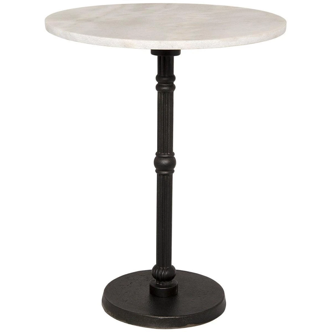 Accent Tables Noir Furniture Antonie Side Table, Black Metal With White Stone