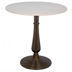 Noir Furniture Alida Side Table, Cast Iron With White Stone, Aged Brass