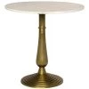 Noir Furniture Alida Side Table With White Stone, Brass Finish Accent Tables