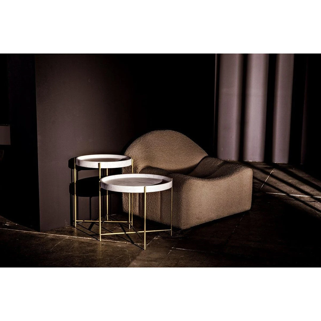 Accent Tables Noir Furniture Chuy Side Table, Antique Brass, Metal And Stone