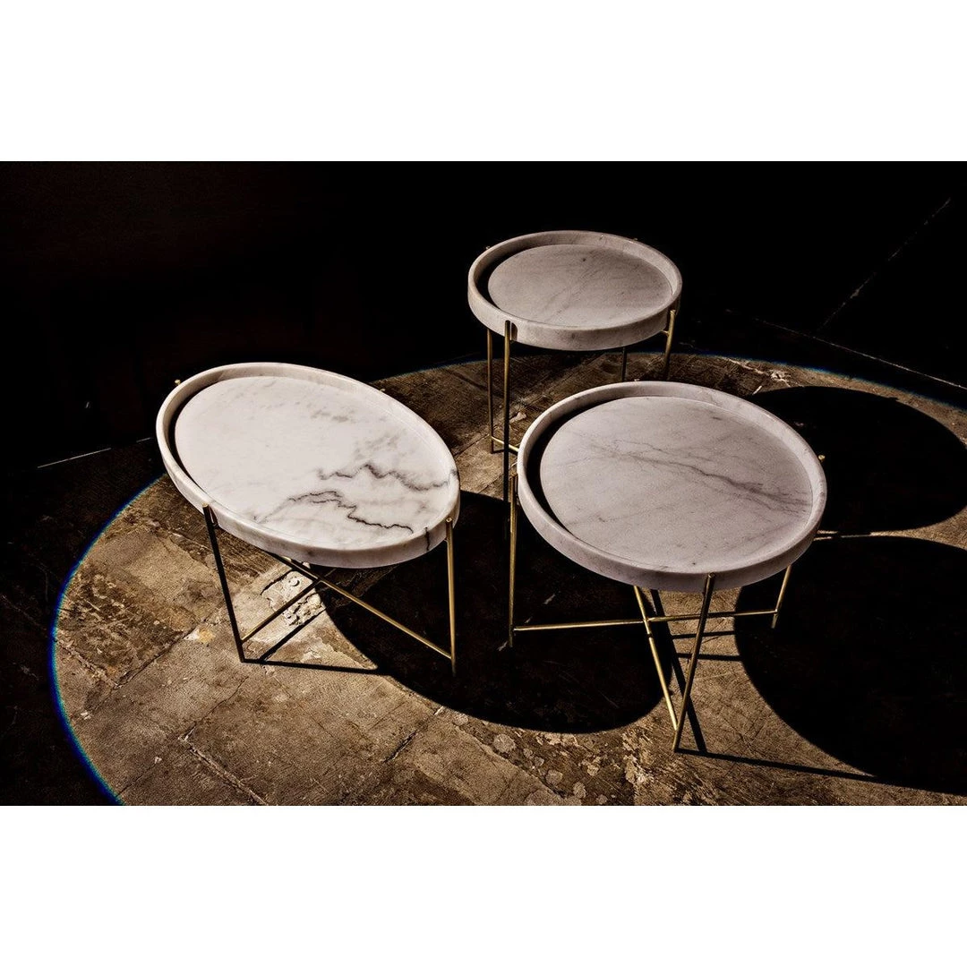 Accent Tables Noir Furniture Chuy Side Table, Antique Brass, Metal And Stone