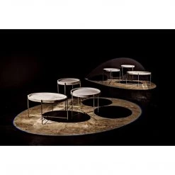 Noir Furniture Chico Side Table, Antique Silver, Metal And Stone Accent Tables