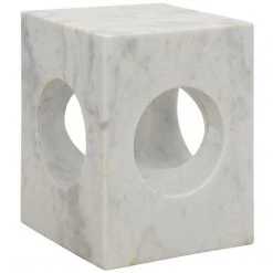 Accent Tables Noir Furniture Merlin Side Table, White Stone