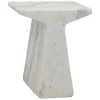Noir Furniture Finn Side Table, White Stone Accent Tables