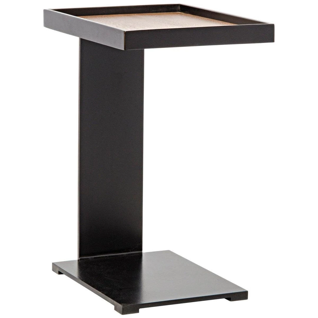 Noir Furniture Ledge Side Table With Black Metal Accent Tables