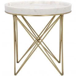 Noir Furniture Noir Prisma Side Table, Metal And Quartz Accent Tables