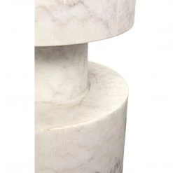 Noir Furniture Mamud Side Table, White Stone