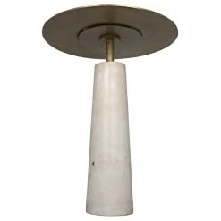 Accent Tables Noir Furniture Hotaru Side Table, White Marble And Antique Brass