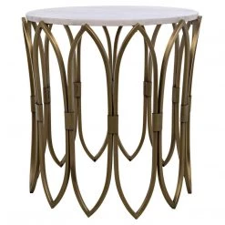 Noir Furniture Nola Side Table, Metal W/Brass Finish
