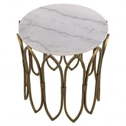 Noir Furniture Nola Side Table, Metal W/Brass Finish