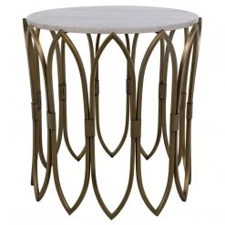 Noir Furniture Nola Side Table, Metal W/Brass Finish