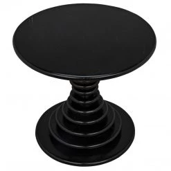 Noir Furniture Scheiben Side Table, Hand Rubbed Black