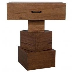 Noir Furniture Grobius Side Table, Dark Walnut Accent Tables
