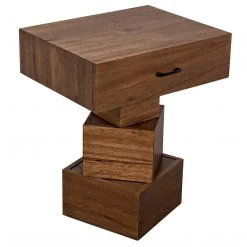 Noir Furniture Grobius Side Table, Dark Walnut Accent Tables