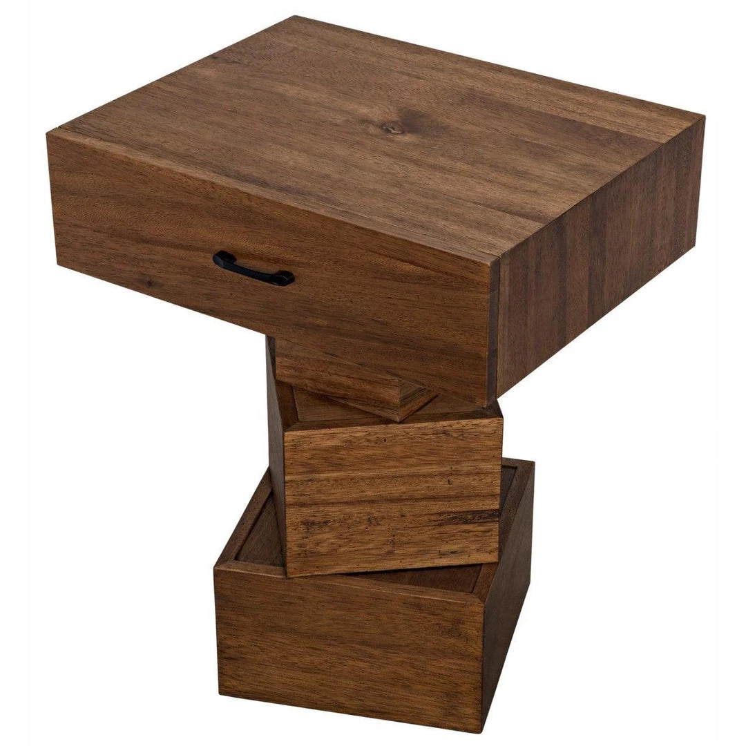 Noir Furniture Grobius Side Table, Dark Walnut Accent Tables