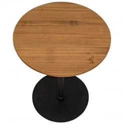 Noir Furniture Ford Tall Side Table, Gold Teak With Metal Base Accent Tables