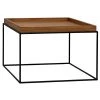 Accent Tables Noir Furniture SL02 Side Table, Metal Base With Gold Teak Top