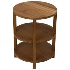 Noir Furniture Tier Side Table, Gold Teak Accent Tables
