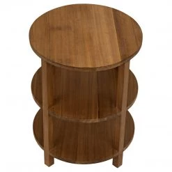 Noir Furniture Tier Side Table, Gold Teak Accent Tables