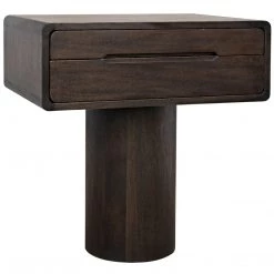 Noir Furniture Langford Side Table, Ebony Walnut