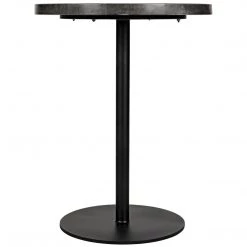Noir Furniture Ford Stone Top Side Table, Black Metal, Tall