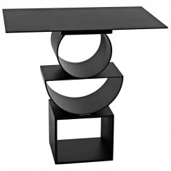 Noir Furniture Noir Shape Side Table, Black Steel Accent Tables