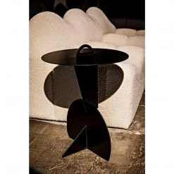 Noir Furniture Noir Mobilis Side Table, Black Steel Accent Tables
