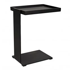 Noir Furniture Noir Ledge All Metal Side Table, Black Steel Accent Tables