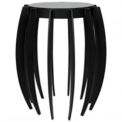 Noir Furniture Accent Tables Noir Spikes Side Table, Black Steel With Glass Top