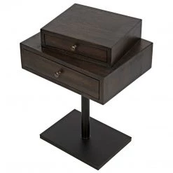 Noir Furniture Noir Enola Side Table, Ebony Walnut With Steel Base