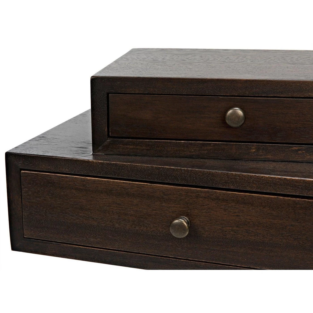 Noir Furniture Noir Enola Side Table, Ebony Walnut With Steel Base