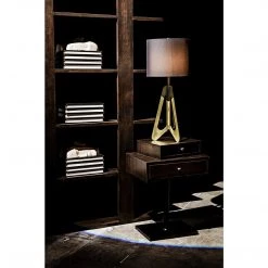 Noir Furniture Noir Enola Side Table, Ebony Walnut With Steel Base