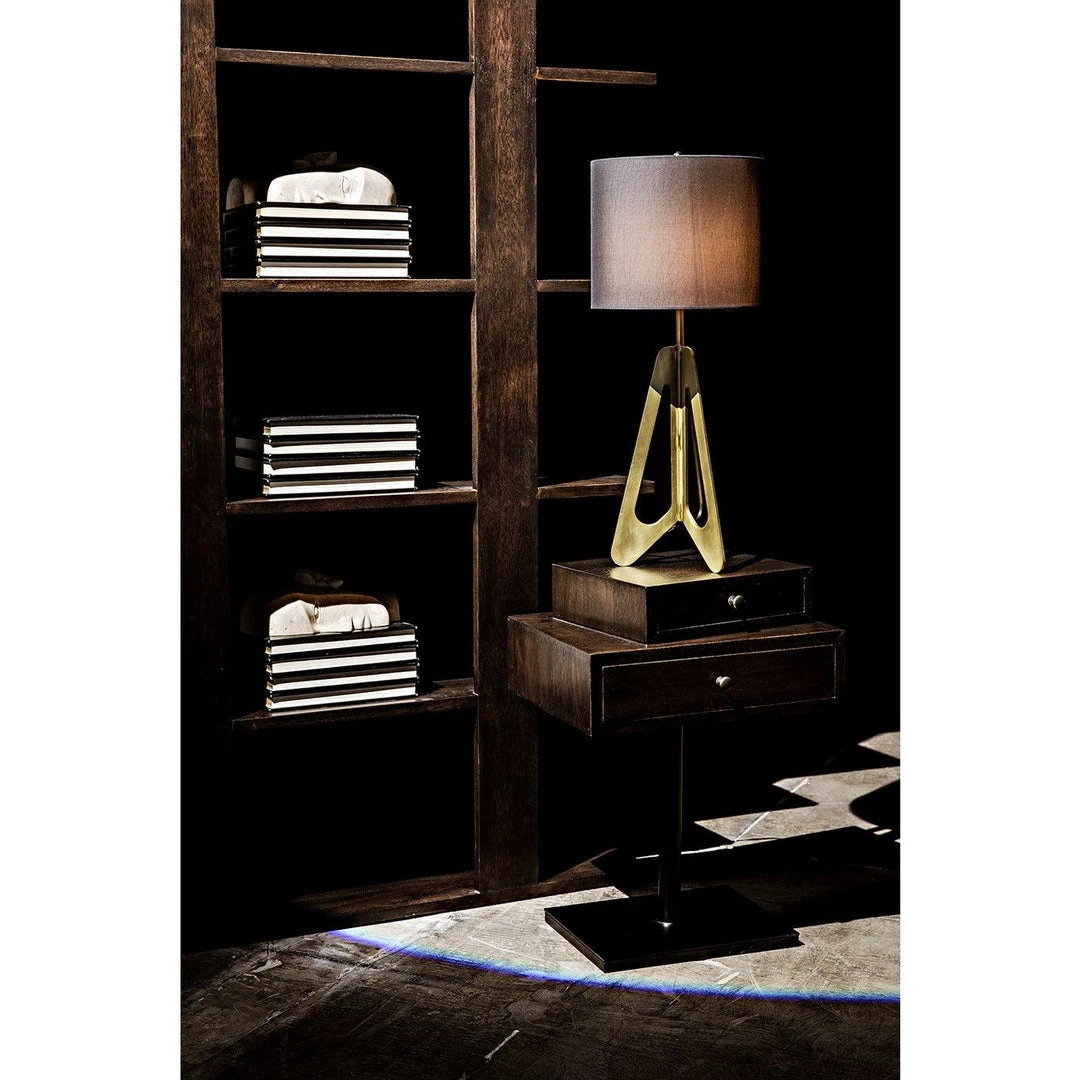 Noir Furniture Noir Enola Side Table, Ebony Walnut With Steel Base